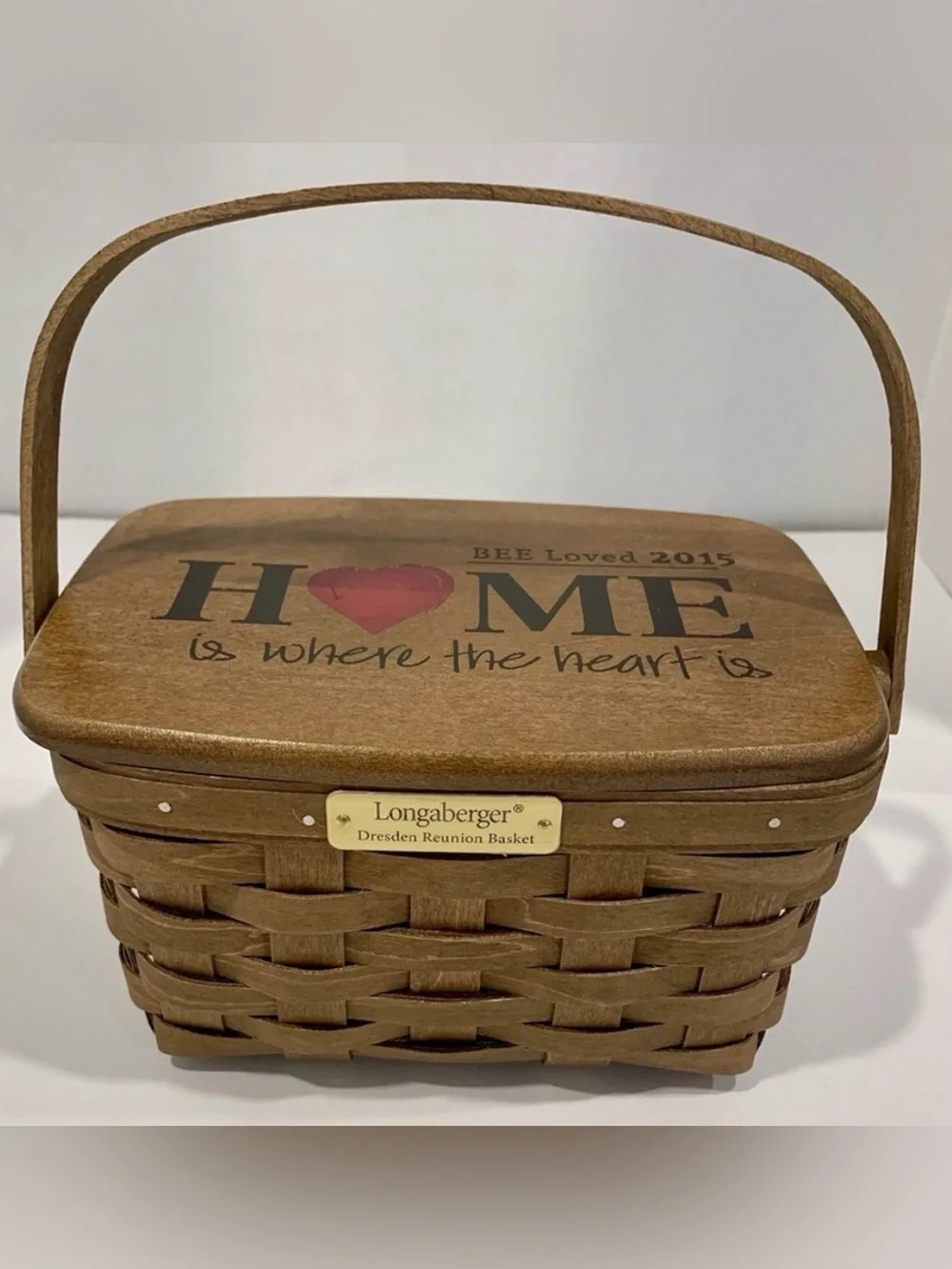 2015 Dresden Reunion Basket w Lid “Home is Where the Heart Is” Longaberger